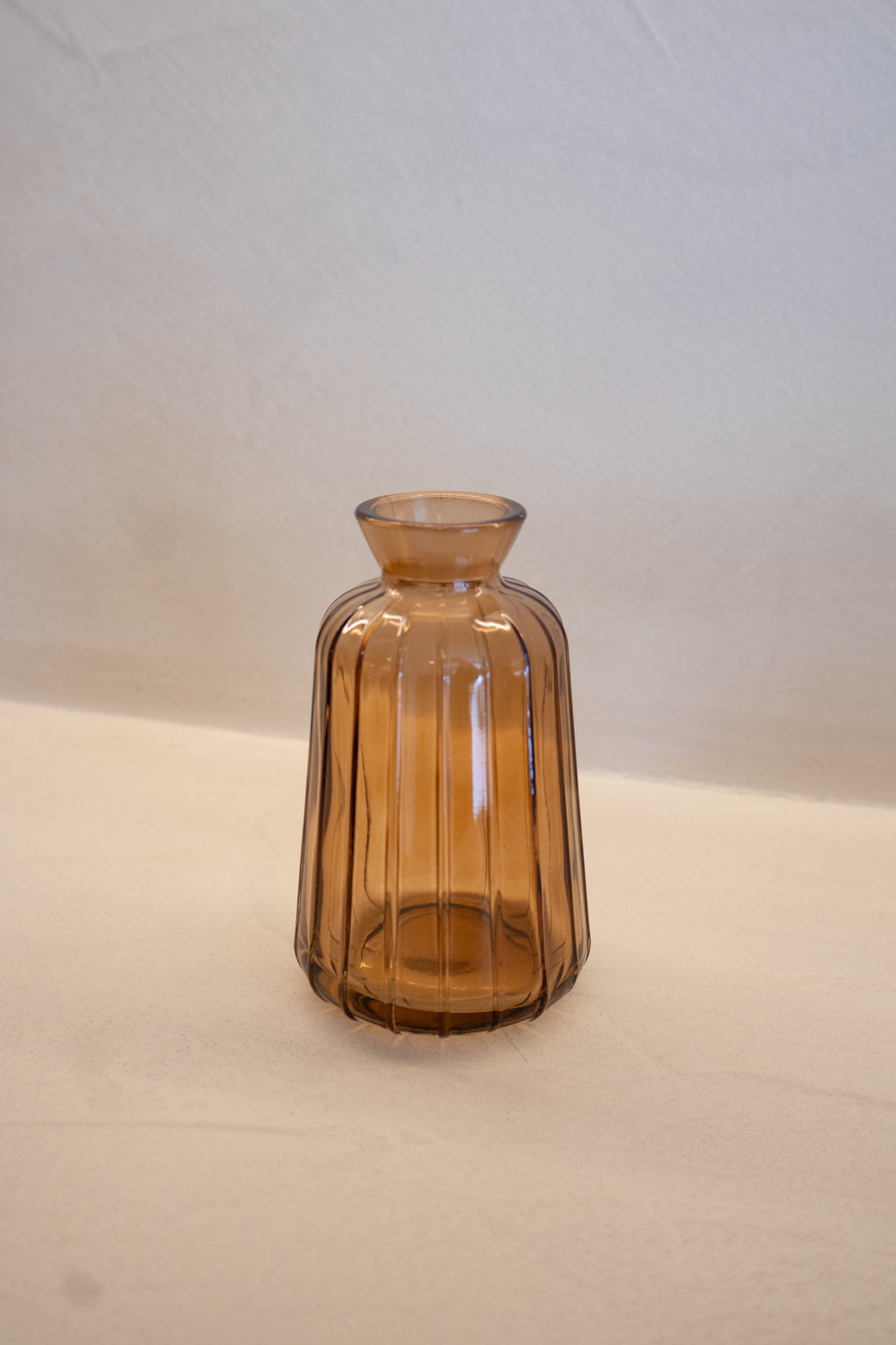 Amber Ribbed Glass Vase Set