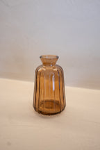 Amber Ribbed Glass Vase Set