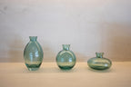 Green Ribbed Glass Vase Set