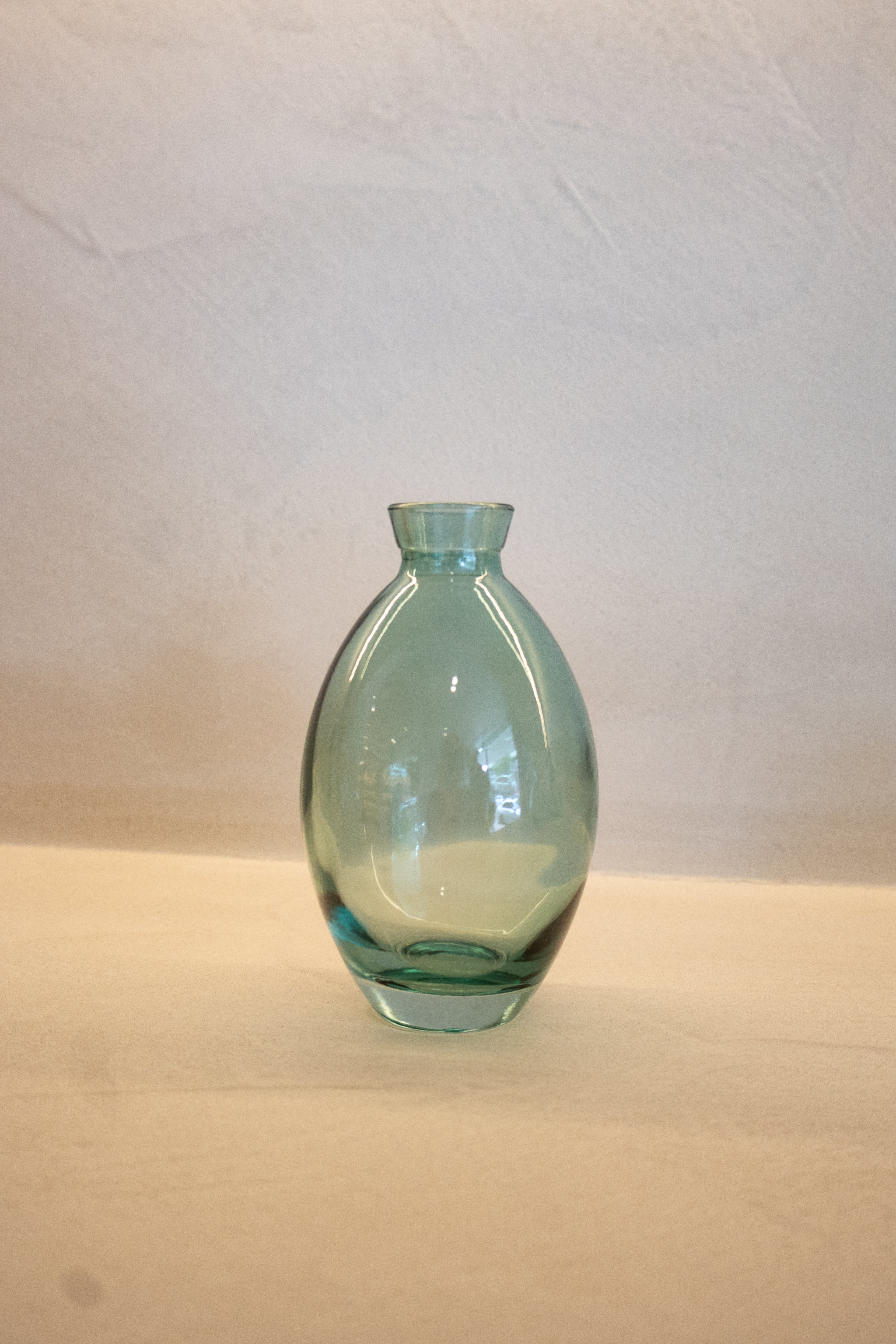 Green Ribbed Glass Vase Set