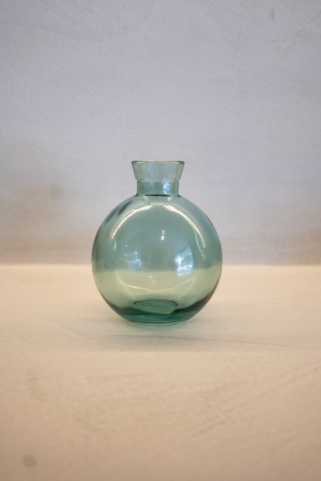 Green Ribbed Glass Vase Set