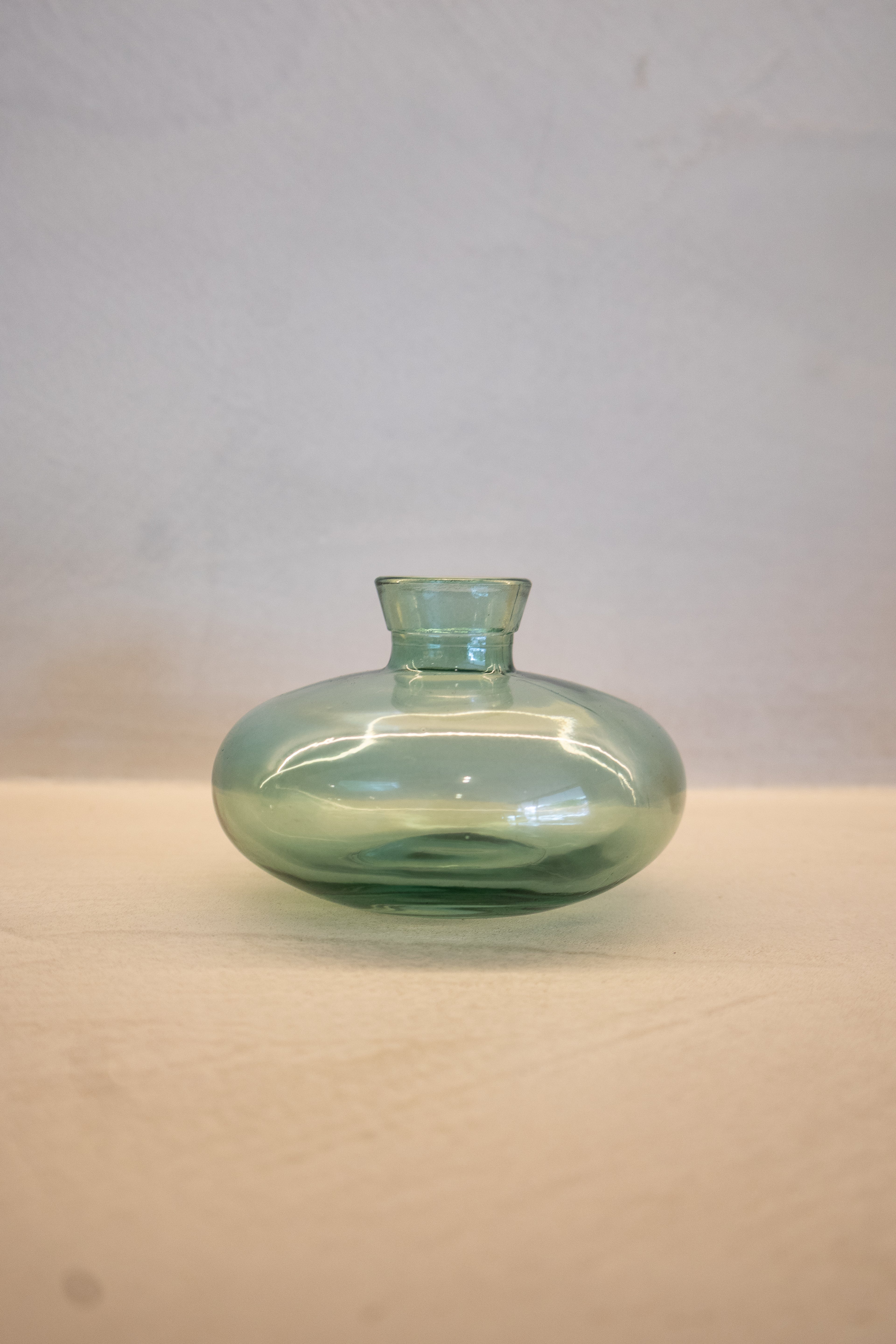 Green Ribbed Glass Vase Set
