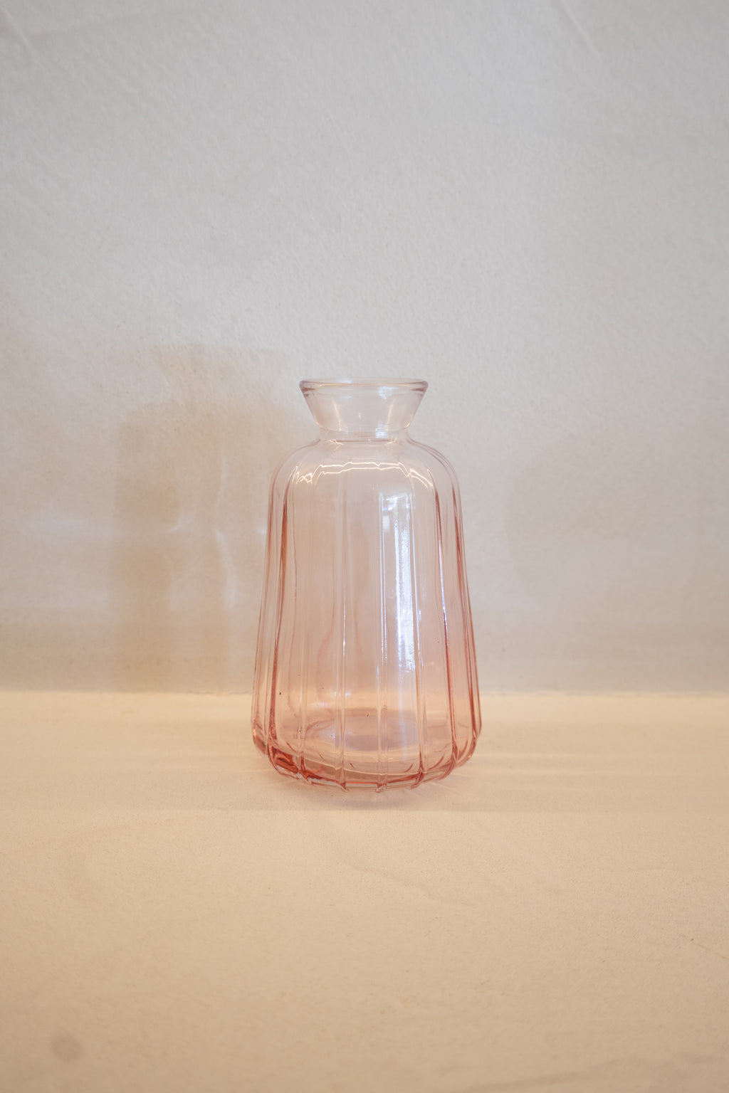 Pink Ribbed Glass Vase Set
