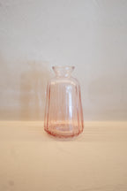 Pink Ribbed Glass Vase Set