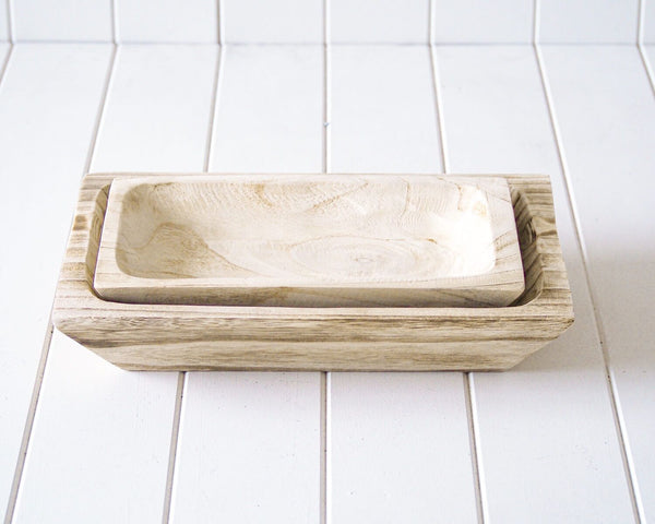 Timber tray set of 2